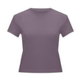thumbnail image 4 of SHITINN Women's Casual Basic Going Out Crop Tops Slim Fit Short Sleeve Crew Neck Tight T Shirts 2 Womens Short Sleeve Shirts Womens Clothes Summer T Shirts Women, 4 of 4