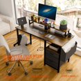 thumbnail image 6 of 47.3" Computer Desk Office Desk Study Table Workstation with 2 Drawers and Side Pocket Home Office Furniture for Home Office,Rustic Brown, 6 of 7