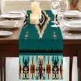 thumbnail image 3 of Green Southwestern Table Runner 36 Inches Long for Dining Tables, Boho Ethnic Geometric Retro Cotton Linen Table Runner Coffee Tablerunners Dresser for Kitchen Party Holiday Decorations 13"x36", 3 of 9
