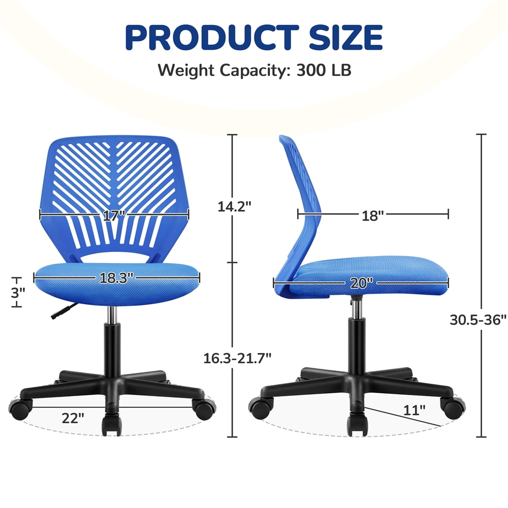Yaheetech Adjustable Mesh Office Chair Mid Back Swivel Chair, Blue