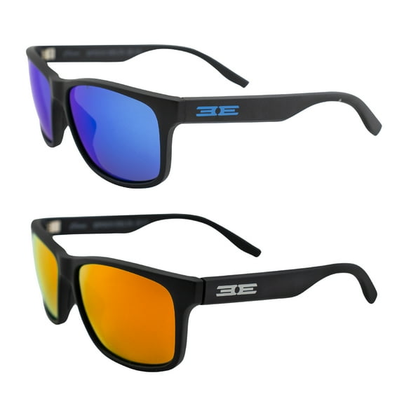 Epoch Eyewear Delta Black Polarized Sunglasses 2 Pair Blue   Orange Mirror Lens