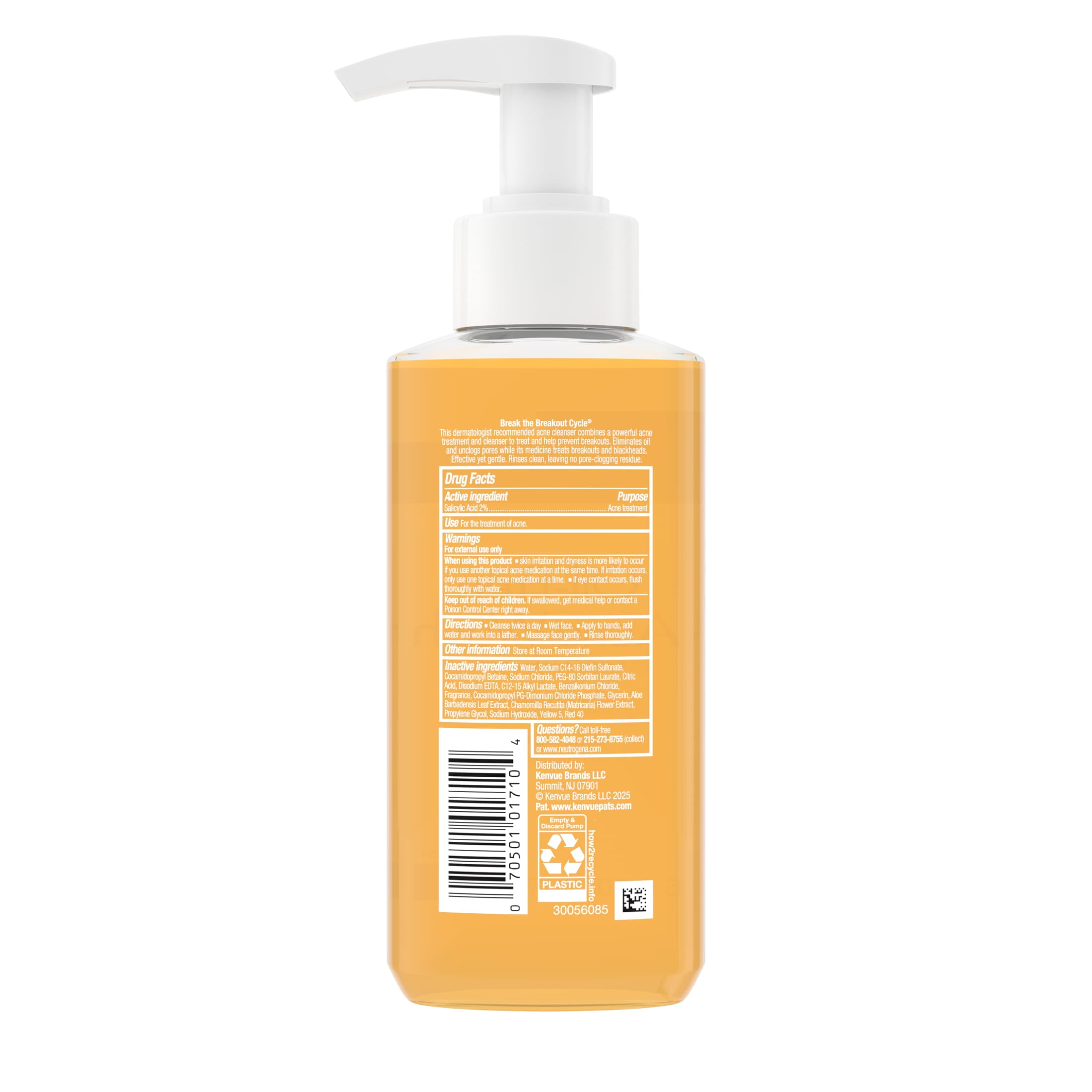 (3 pack) Neutrogena Oil-Free Acne Face Wash, Salicylic Acid Facial Cleanser & Acne Treatment, 6 fl oz