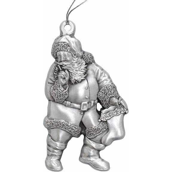 Indiana Metal Craft Beautiful Santa Claus Pewter Christmas Tree Xmas Decoration Ornament Made in USA