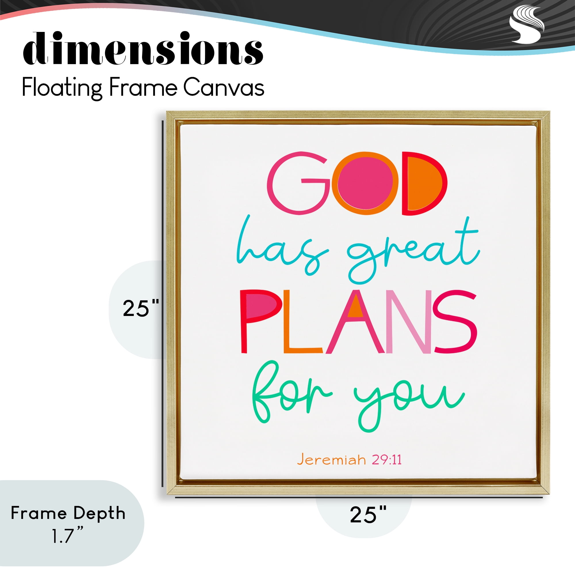 Stupell Industries Whimsical God's Plans For You Gold Framed Floater Canvas Wall Art, design by SD Graphics Studio