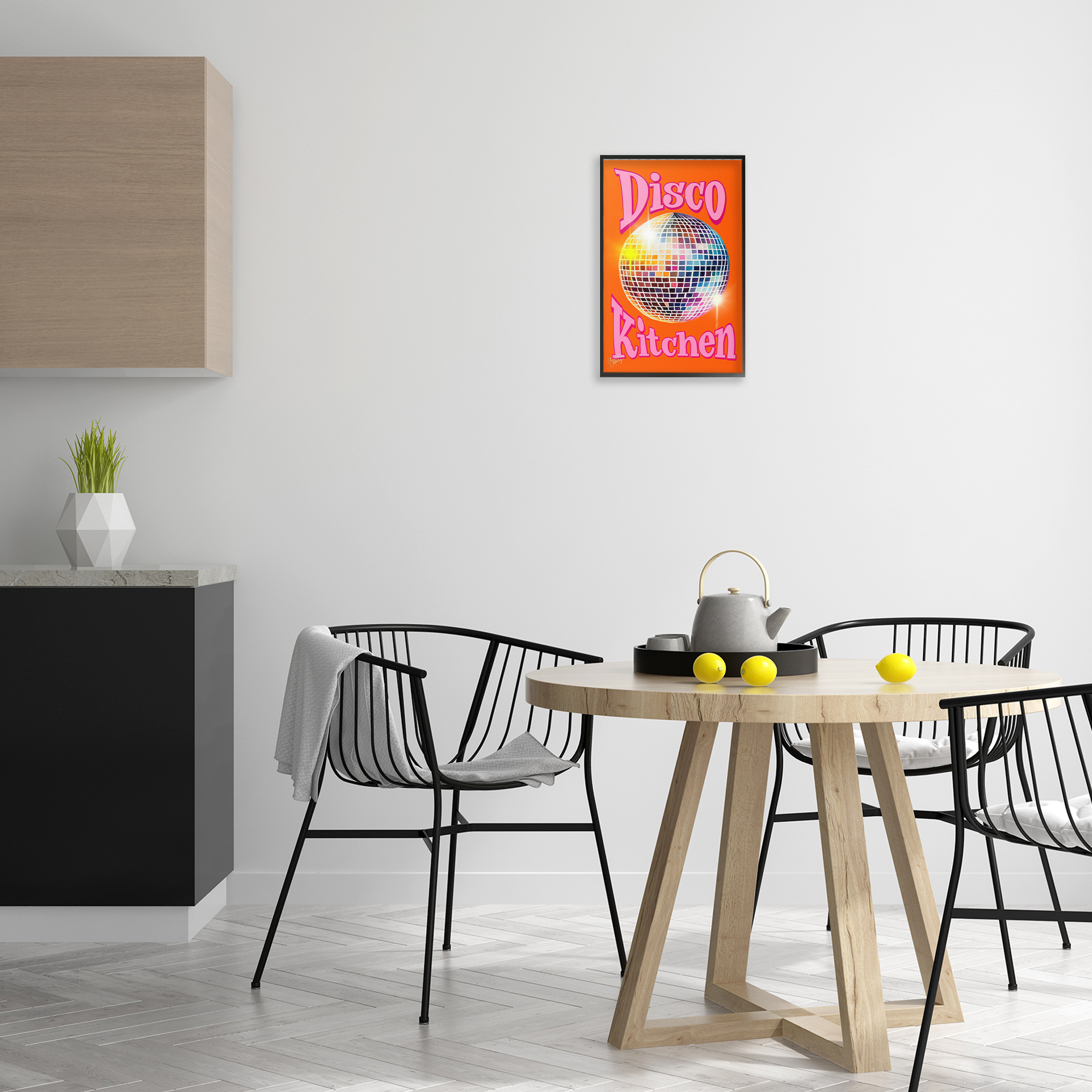 Stupell Industries Groovy Disco Kitchen Performing Arts Painting Black Framed Art Print Wall Art, 12 x 18