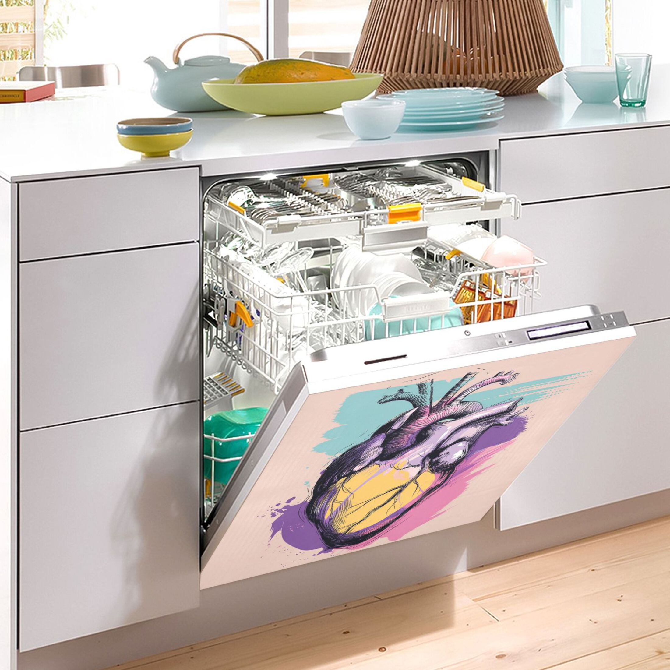 IAUYY Magnetic decorative sticker - 23x26 Inch PVC Refrigerator Decorative Cover, Removable DIY Art for Kitchen Appliances Heart Vector Illustration