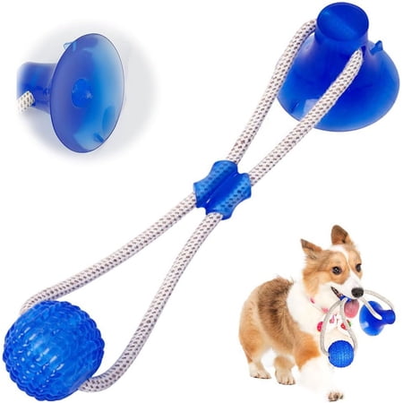 Multifunction Pet Molar Bite Toy 2025 Upgraded Interactive Dog Toys Tug of War with Suction Cup Interactive Dog Ball Puppy Teething Chew Toys (Blue)