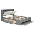 thumbnail image 4 of Modern Wood Storage Queen Platform Bed Frame, Button Tufted Headboard with Hidden Storage Shelves, 4 Drawers and Double Layer Shoe Rack, No Box Spring Needed, Gray, 4 of 14