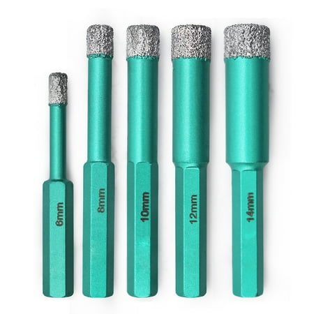 

Ceramic Tile Drill Bits 6/8/10/12/14mm Diamond Bits Porcelain Drill Bits with Hex Shank for Granite Marble Tile Porcelain Ceramic