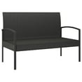 thumbnail image 5 of vidaXL Garden Bench with Cushion Black 105 cm Poly Rattan, 5 of 5