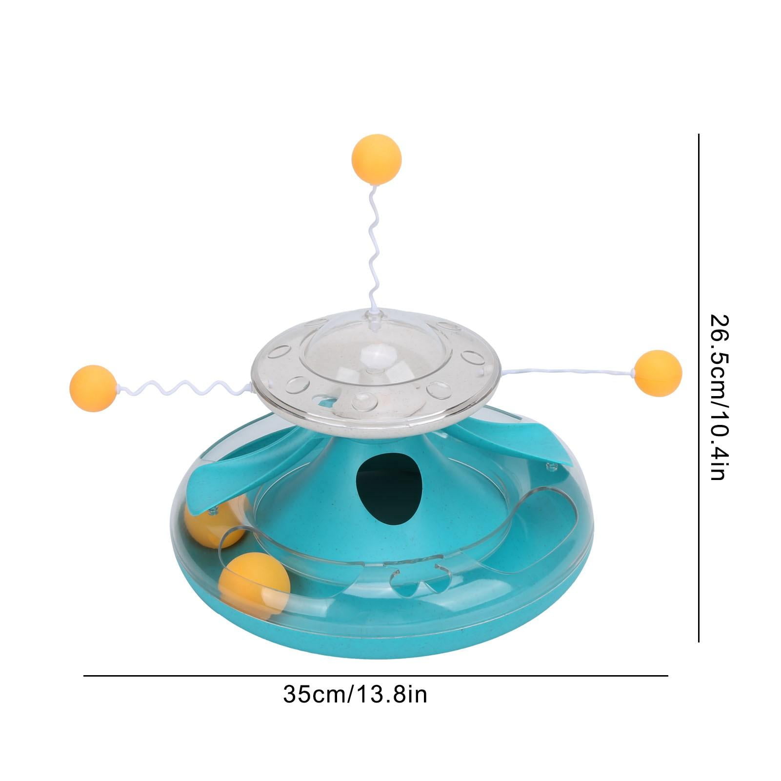 BIMZUC Cat Turntable Leakage Toy Circle Tracking Puzzle Food Dispensing Toy for Indoor Kittens Lake Blue Interactive Teaser Track Ball Pet Supplies Washable Plastic Detachable Fun Feeder