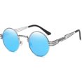 thumbnail image 1 of Gafas de sol Steampunk clásicas de estilo retro, redondas, de metal, para hombres y mujeres, con lentes negras y marco negro, 1 of 5