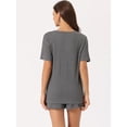 thumbnail image 3 of DARING DIVA Women's Lounge Sets Ribbed Knit Short Sleeves Pajamas with Shorts L Gray, 3 of 6