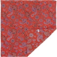 thumbnail image 2 of Red with Blue Floral Paisley Bandana - Single Piece 22x22, 2 of 3
