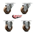 thumbnail image 2 of 3 Inch High Temp Glass Filled Nylon Swivel Top Plate Caster Set with 2 Rigid, 2 of 2