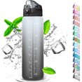 thumbnail image 1 of Botella con pajita 1L, botella de agua con marcas de tiempo, botella de agua sin BPA, 1 clic de apertura en botella de agua, botella de deporte, botella de bicicleta, 1 of 5