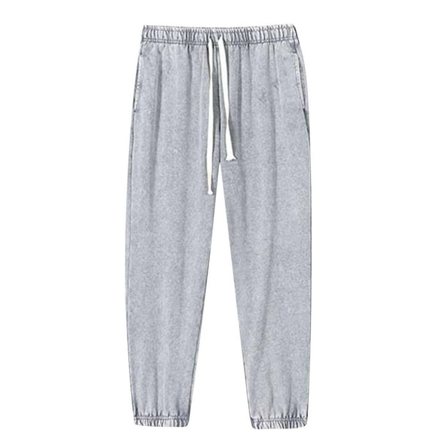 Men's Casual Fashion Washed Solid Color Drawstring Elastic Waistband Pocket Pants