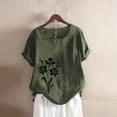 thumbnail image 2 of QHWAUAKFBN T Shirts For Women Trendy Graphic Retro Oversized Loose Cotton Linen Short Sleeved Pullover Cotton Linen Tshirts Top, 2 of 4