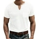 thumbnail image 1 of Camisa Casual de Color Sólido de los Hombres, Manga Corta Imitación de Lino Suelto Cuello en V para la Playa Y el Uso Diario, Blusa de Algodón Transpirable, 1 of 5
