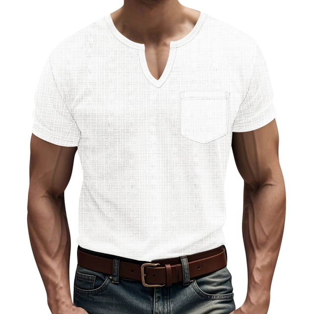 pstuiky camisetas para hombre, Camiseta de manga corta para hombre, informal, de color liso, de red, con cuello redondo, manga corta, ligera, de manga corta y cuello redondo. ropa de hombre xl