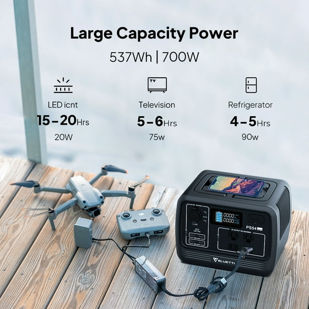 BLUETTI PS54 700W Solar Generator, 537Wh Power Station