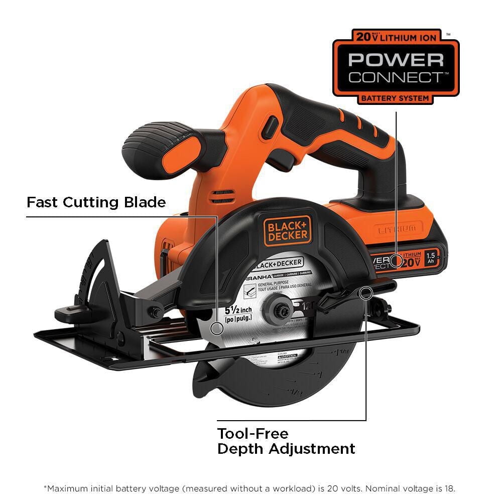 Black & Decker 20V Max POWERCONNECT 5-1/2 inch Cordless Circular Saw
