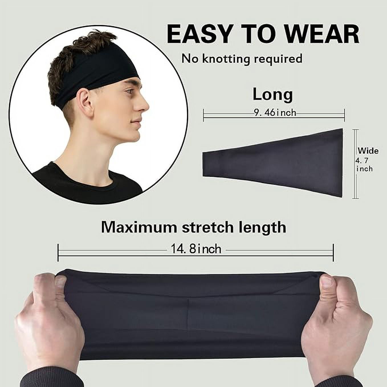 ZHUYING Sports Headbands for Men (5 Pack),Moisture Wicking Workout Headband, Sweatband Headbands for Running,Cycling,Football,Yoga,Hairband for Women and Men