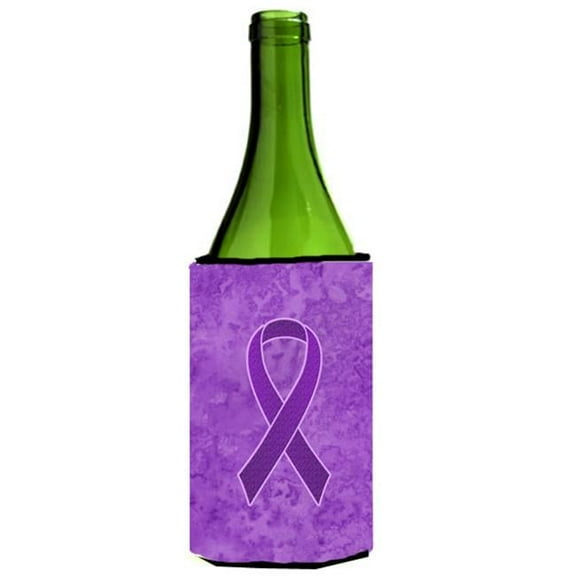 Purple Ribbon for Pancreatic and Leiomyosarcoma Cancer Awareness Wine bottle sleeve Hugger 24 Oz.