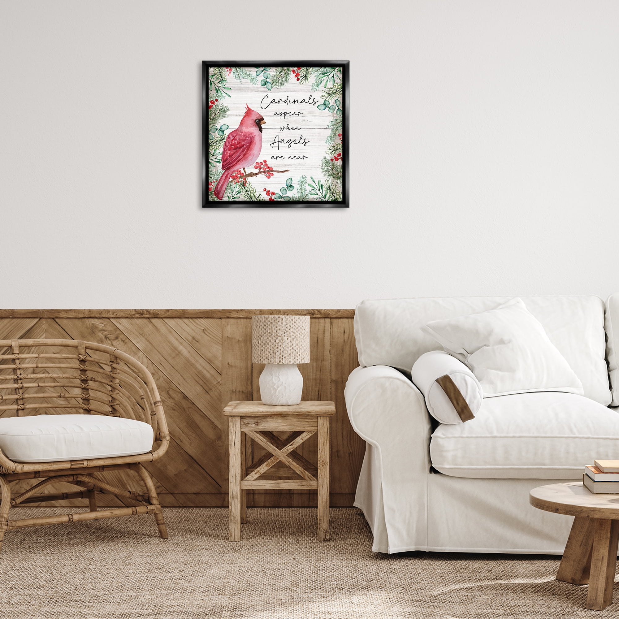 Stupell Industries Cardinals & Angels Phrase Animals & Insects Painting Black Floater Framed Canvas Art Print Wall Art, 25 x 25