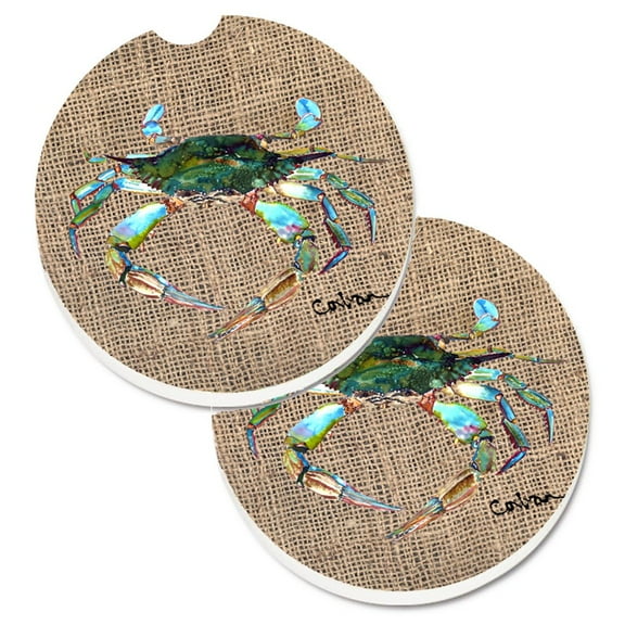 Carolines Treasures 8731CARC Crab Set of 2 Cup Holder Car Coasters Large multicolor