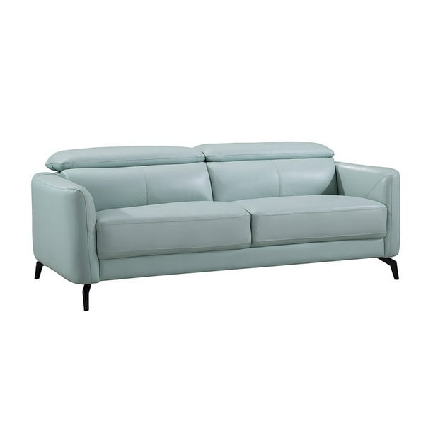 American Eagle Furniture Genuine Leather Sofa In Light Teal Color Com Light Teal Color, Light Blue Leather Sofa