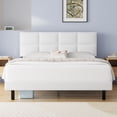 thumbnail image 1 of Full Bed Frame, Full Size Platform Bed With Fabric Upholstered Headboard, White, 1 of 6