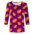 thumbnail image 5 of Odeerbi Halloween Graphic Shirts for Women Vintage Retro Blouse Fashion Printed Loose T-shirt Three Quarter Sleeves Round Neck 2025 Casual Tops Hot Pink, 5 of 5