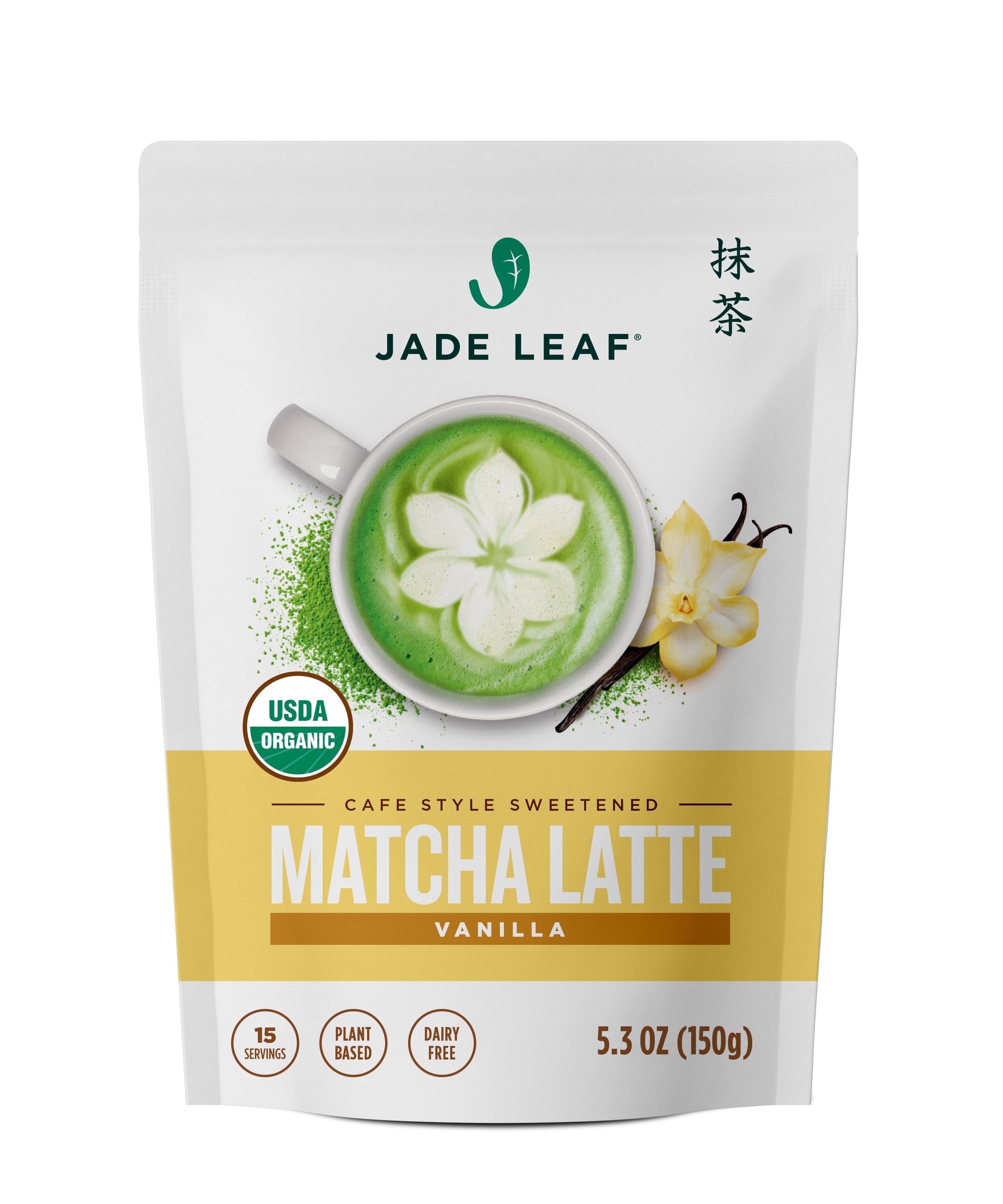(3 pack) Jade Leaf Organic Matcha Latte Mix, Vanilla, Dairy-Free, 5.3 oz Pouch