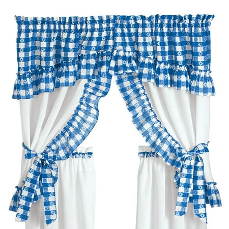 Samantha Checkered Country Style Rod Pocket Window Curtain Topper