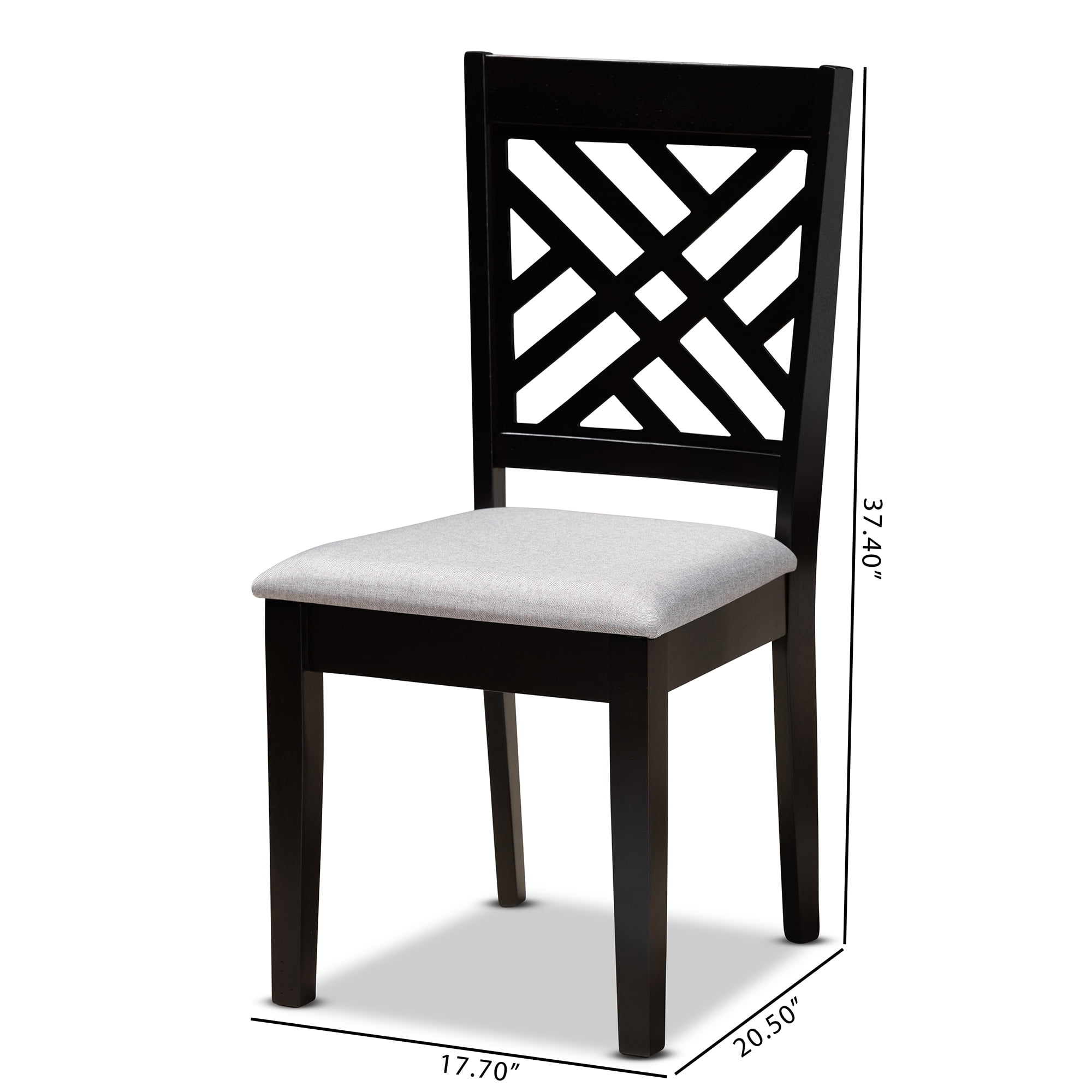 Baxton Studio Caron Modern and Contemporary Grey Fabric Upholstered Espresso Brown Finished Wood 2-Piece Dining Chair Set Set