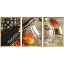 wall26 Framed Canvas Print Wall Art Set Wine Glass with Bottle & Grapes Drinks Cocktails Photography Realism Chic Closeup Colorful Multicolor for Living Room, Bedroom, Office - 16"x24"x
