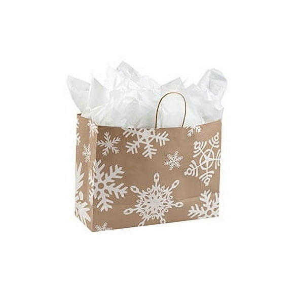 SSWBasics Large Giant Snowflake Paper Shopping Bags 16"x 6"x 12 1/2" - Case of 100