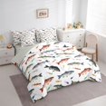 thumbnail image 2 of Manfei Cartoon Pike Fish King Bedding, Rustic Fishing Lover King Bed in a Bag, White, Gray Reversible, 7 Pieces, 2 of 6