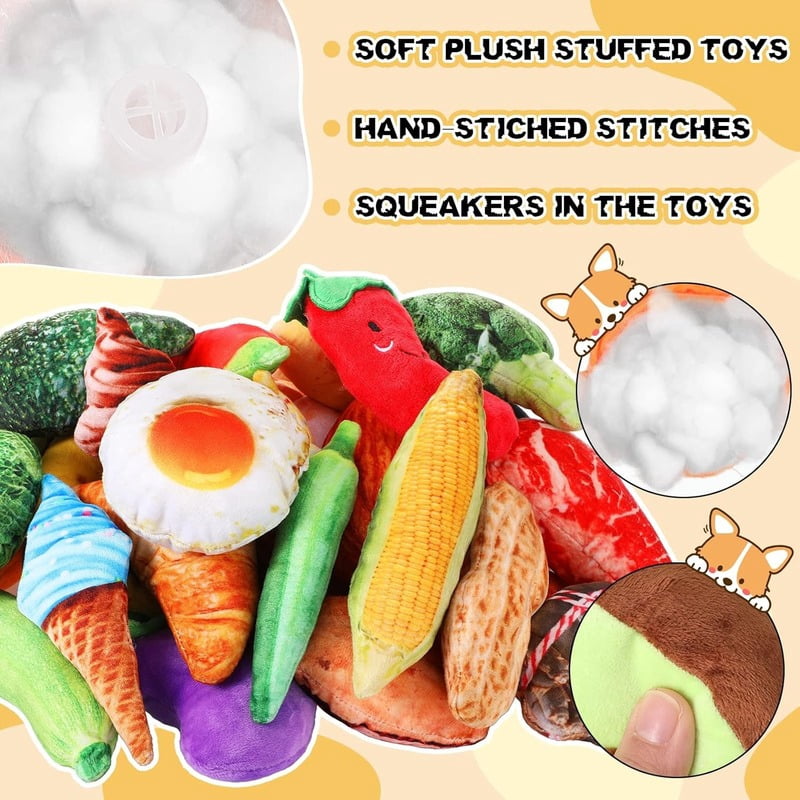 100Pcs Squeaky Toys Bulk for Small Puppy Dog Stuffed Plush Chew Toys Small Medium Dogs PET Toys with Squeakers for Puppies