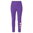 thumbnail image 3 of Tfken Child Soft Comfy Pants School Daily Wear Yoga Leggings For Girls High Waist Pants Stretch Heart Print Kids Casual Clothes Size 5-6 Years Purple, 3 of 5