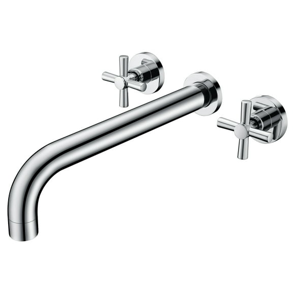 SUMERAIN Tub Filler Wall Mounted Tub Faucet High Flow Bathtub Faucet Chrome Finish with Rough in Valve, Extra Long Spout and Cross Handles