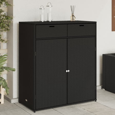 Casafoyer Patio Storage Cabinet Black 41.3"x21.7"x44.5" Poly Rattan