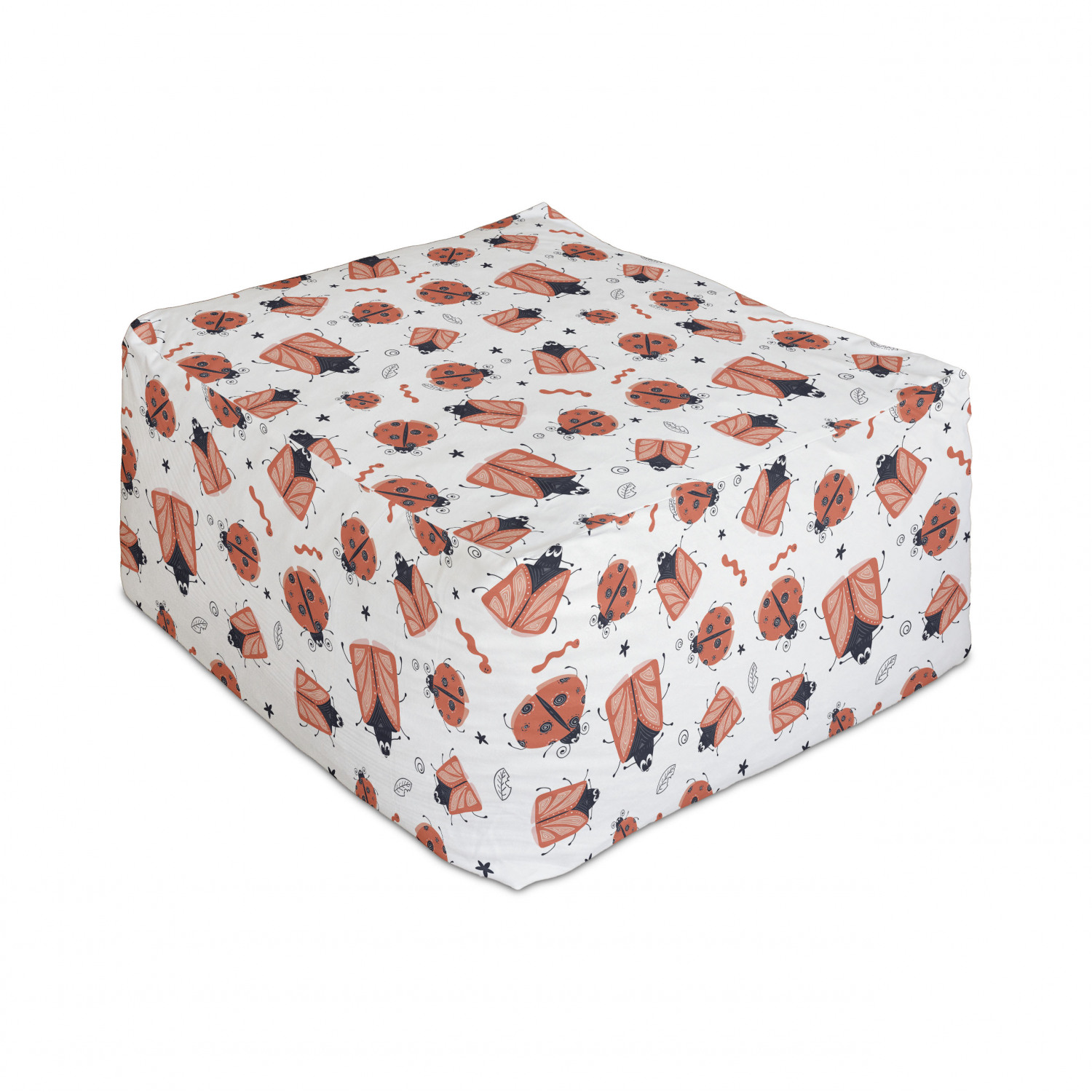 Insects Rectangle Pouf, Funny Pattern of Wombs Ladybugs and Beetles ...