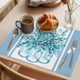 thumbnail image 3 of Eucalyptus Aqua Placemats Set of 8 Stripes Bottle Flower Cactus Plant Place Mats Indoor Wipeable Table Mats Washable Cloth Dining Table Placemats for Kitchen Holiday Party Home Decor 13x19 Inch, 3 of 9