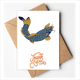 thumbnail image 1 of Pintura cultura pescado azul Nota en blanco del sobre de la tarjeta de agradecimiento, 1 of 4