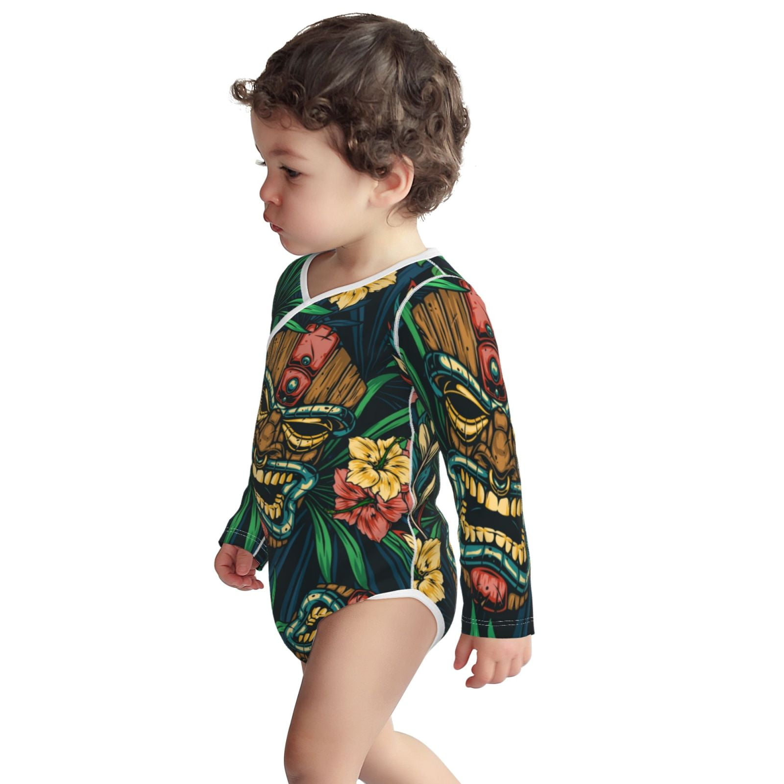 Picia Tropical Tribe Mask for unisex-baby Long-sleeve Bodysuit,Newborn Baby Boy Girl Onsies Bodysuit-12 Months