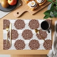 thumbnail image 2 of Brown Dahlia Placemats Set of 4, Vintage Abstract Grey Flowers Floral Placemats for Dining Table, Place Mats for Kitchen Tabletop, Waterproof Wipeable Dining Table Mats Set, 2 of 9