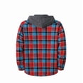 thumbnail image 3 of Admvng Mens Hooded Checkered Long Sleeve Shirt Casual Sportswear Top, 3 of 6