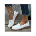thumbnail image 5 of Fangasis Women Flats Lightweight Boat Shoes Slip On Loafers Nurse Casual Moccasin White 5.5, 5 of 8